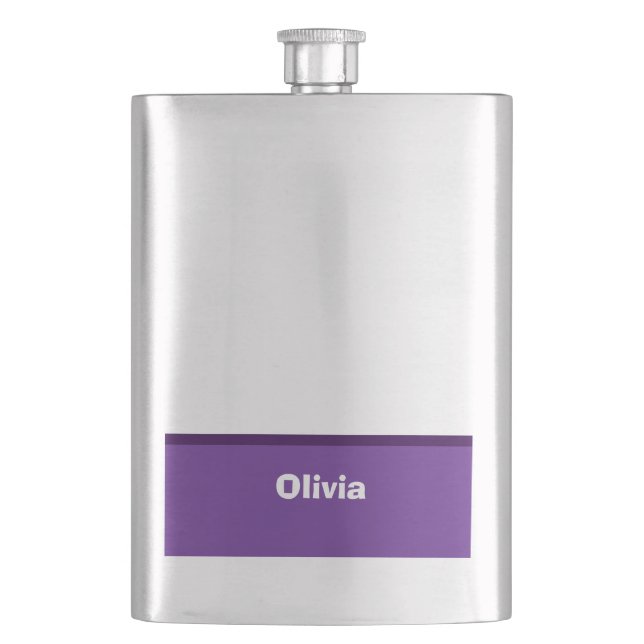 Minimalist Modern Stripe Name or Monogram Flask (Front)