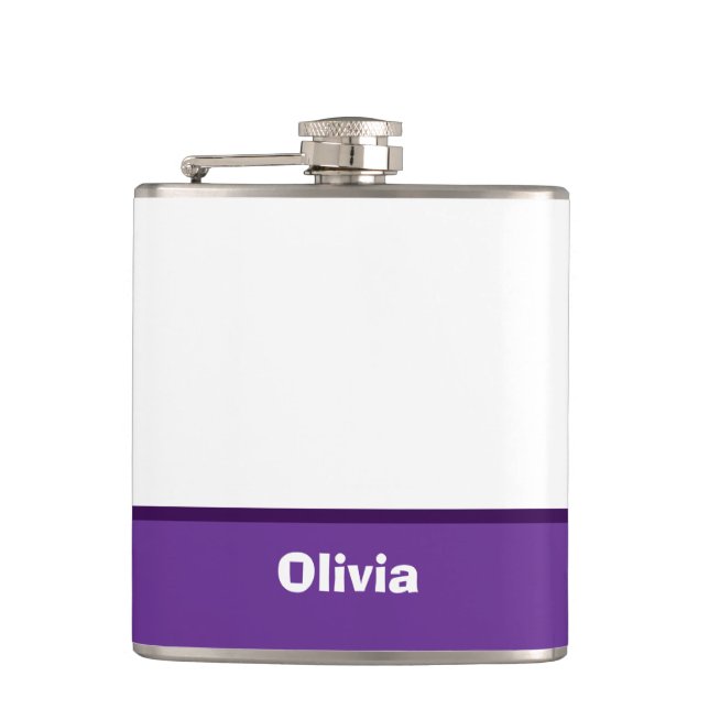 Minimalist Modern Stripe Name or Monogram Flask (Front)