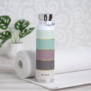 Minimalist Modern Stripes Personalized Water Bottle