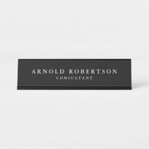 Minimalist Modern Stylish Black Professional Desk Name Plate