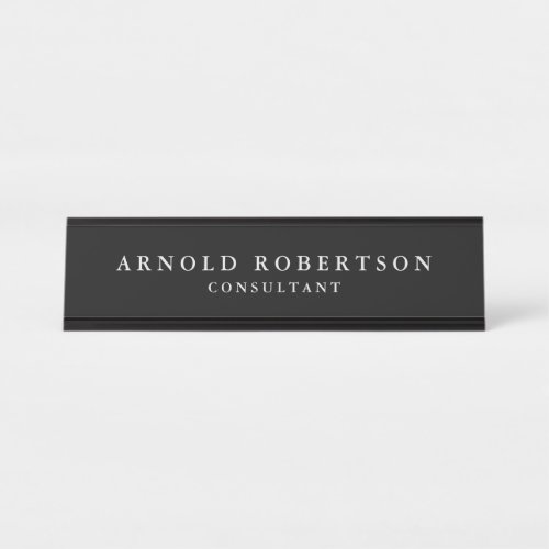 Minimalist Modern Stylish Black Professional Desk Name Plate