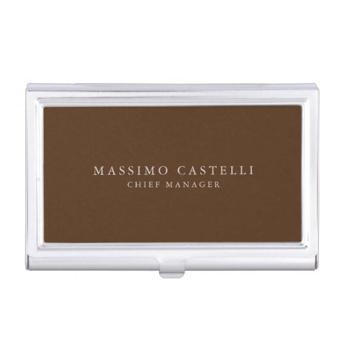 Minimalist Modern Stylish Brown Professional Business Card Case