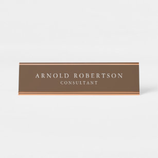 Minimalist Modern Stylish Brown Professional Desk Name Plate