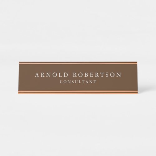 Minimalist Modern Stylish Brown Professional Desk Name Plate
