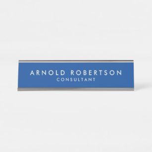 Minimalist Modern Stylish Deep Blue Professional Desk Name Plate