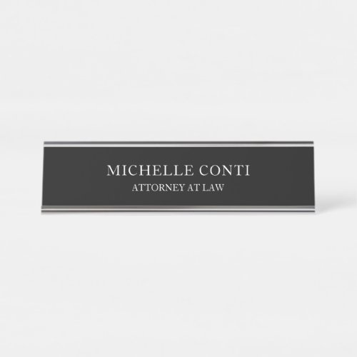 Minimalist Modern Stylish Professional Black Desk Name Plate