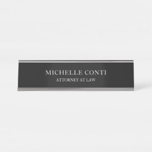 Minimalist Modern Stylish Professional Black Desk Name Plate