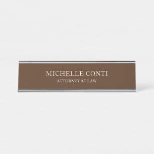 Minimalist Modern Stylish Professional Brown Desk Name Plate