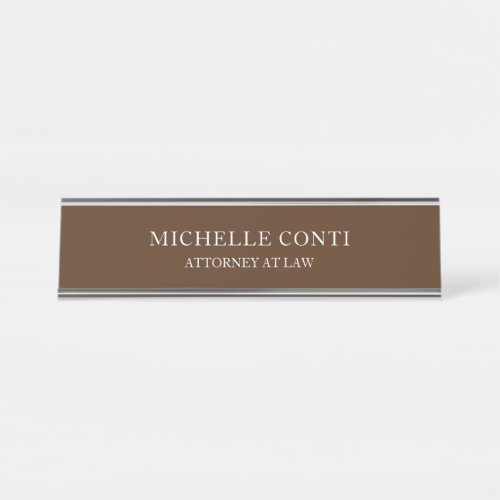 Minimalist Modern Stylish Professional Brown Desk Name Plate