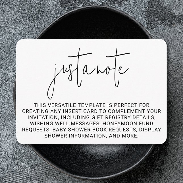 Minimalist Modern Stylish Simple Just A Note Enclosure Card (Creator Uploaded)