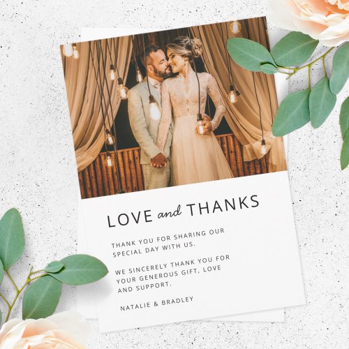 Minimalist Modern  Stylish Simple Wedding Photo Thank You Card
