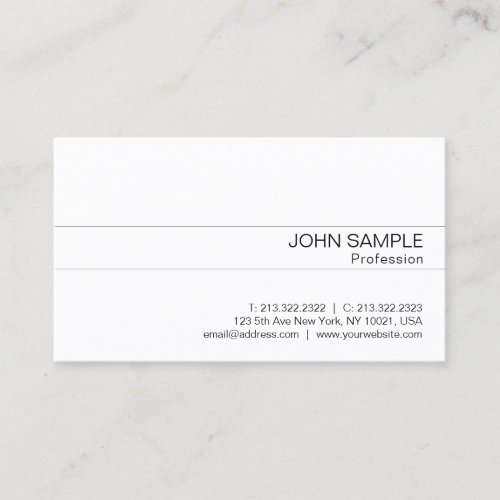 Minimalist Modern Stylish White Professional Plain Business Card
