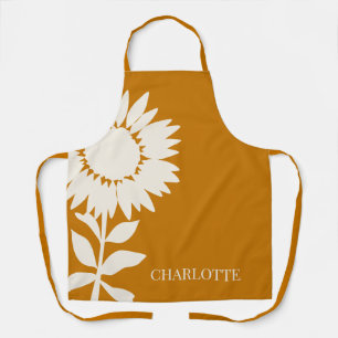 Minimalist Modern Sunflower Custom Name Apron