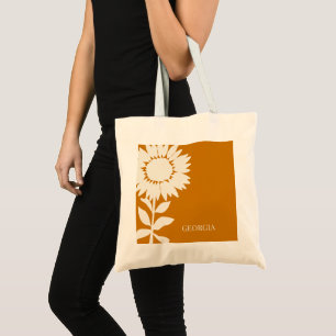 Minimalist Modern Sunflower Custom Name Tote Bag