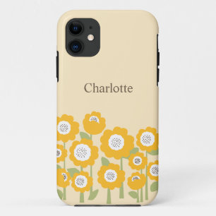 Minimalist Modern Sunflower Minimal Custom Name iPhone 11 Case