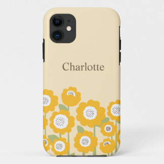 Minimalist Modern Sunflower Minimal Custom Name iPhone 11 Case