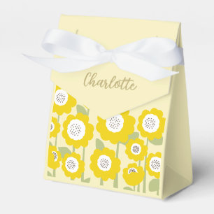 Minimalist Modern Sunflower Minimal Custom Name Favor Boxes