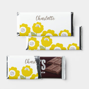 Minimalist Modern Sunflower Minimal Custom Name    Hershey Bar Favors
