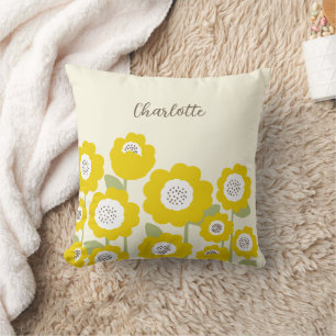 Minimalist Modern Sunflower Minimal Custom Name    Throw Pillow