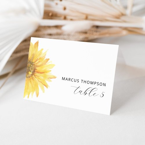 Minimalist modern Sunflower wdding place cards