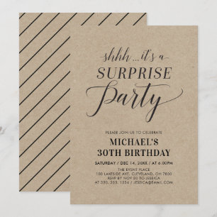 Minimalist Modern Surprise 30th Birthday Party Invitation