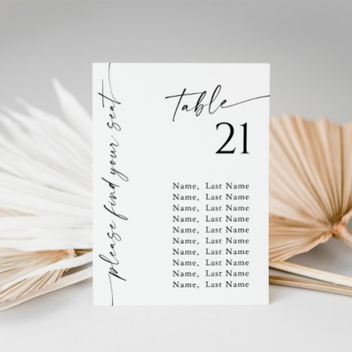 Minimalist Modern Table Number Seating Chart Cards
