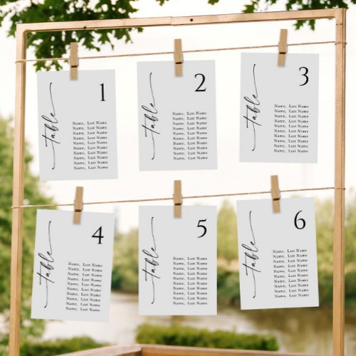 Minimalist Modern Table Number Seating Chart Cards