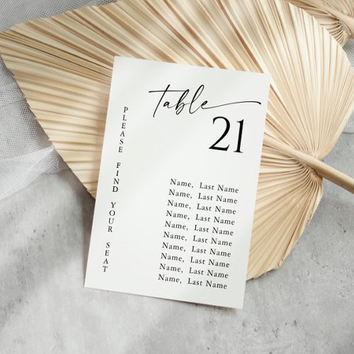 Minimalist Modern Table Number Seating Chart Cards