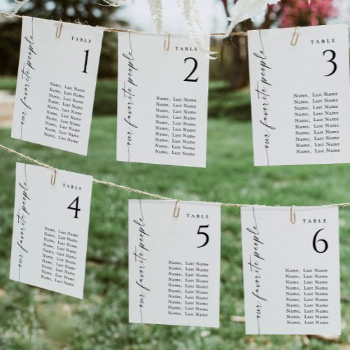 Minimalist Modern Table Number Seating Chart Cards
