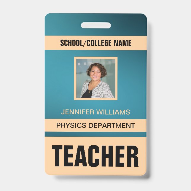 Minimalist Modern Teacher ID Card Badge (Front)