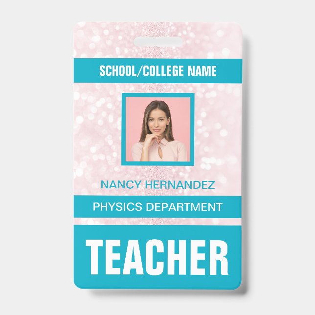 Minimalist Modern Teacher ID Card Badge (Front)
