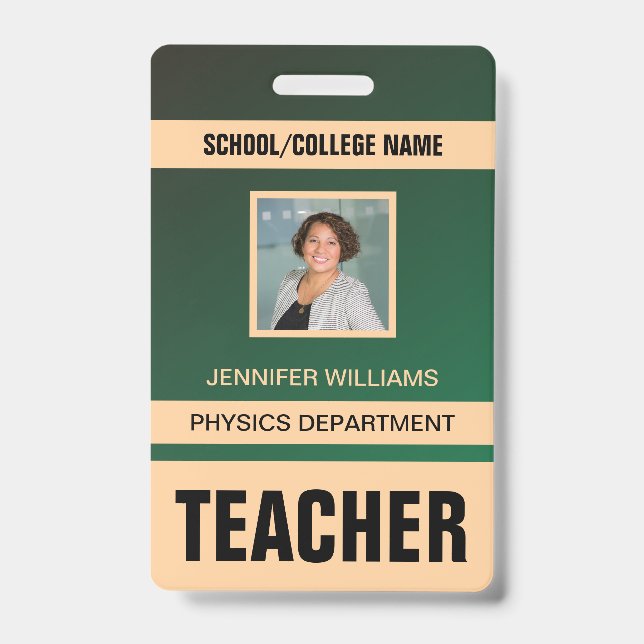 Minimalist Modern Teacher ID Card Badge (Front)