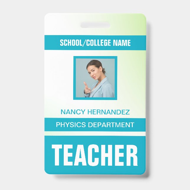 Minimalist Modern Teacher ID Card Badge (Front)