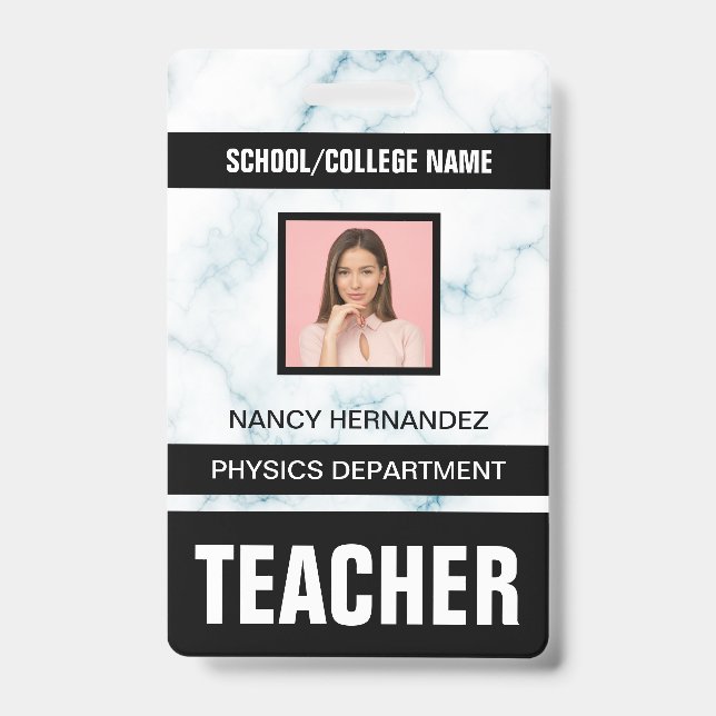 Minimalist Modern Teacher ID Card Badge (Front)