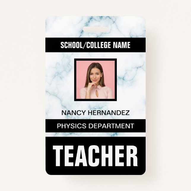 Minimalist Modern Teacher ID Card Badge (Front)