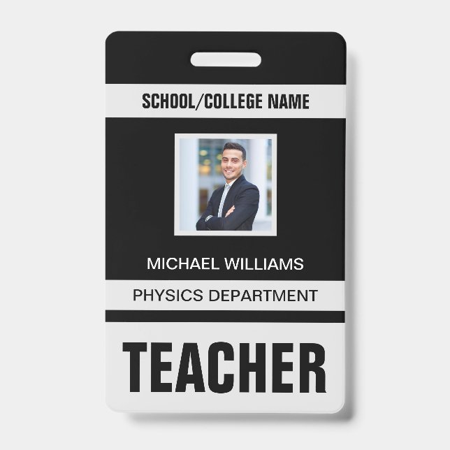 Minimalist Modern Teacher ID Card Badge (Front)