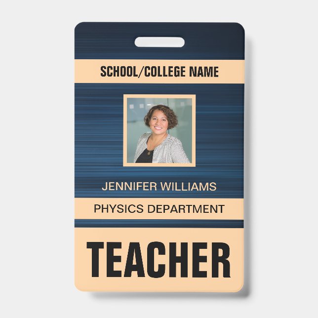 Minimalist Modern Teacher ID Card Badge (Front)