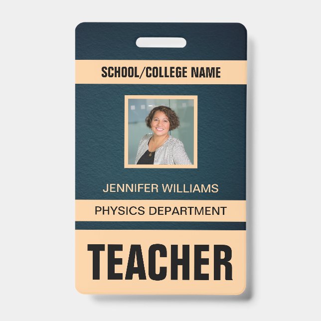 Minimalist Modern Teacher ID Card Badge (Front)