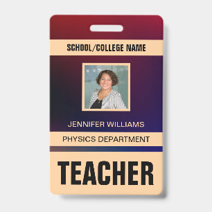 Minimalist Modern Teacher ID Card Badge
