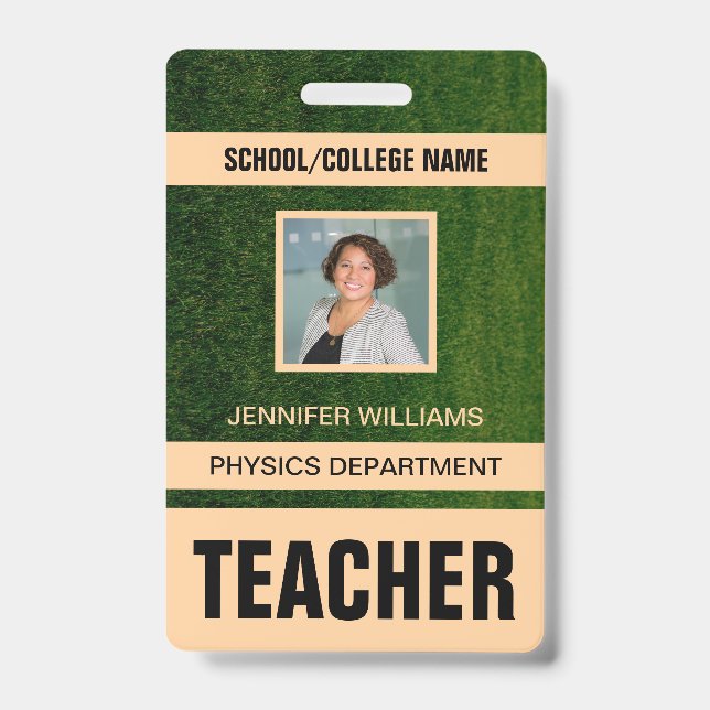 Minimalist Modern Teacher ID Card Badge (Front)