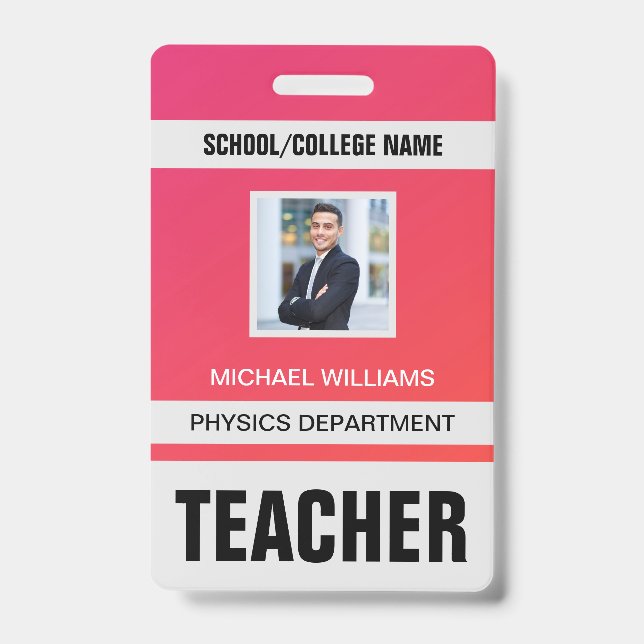 Minimalist Modern Teacher ID Card Badge (Front)