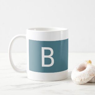 Minimalist Modern Teal & White Monogram Coffee Mug