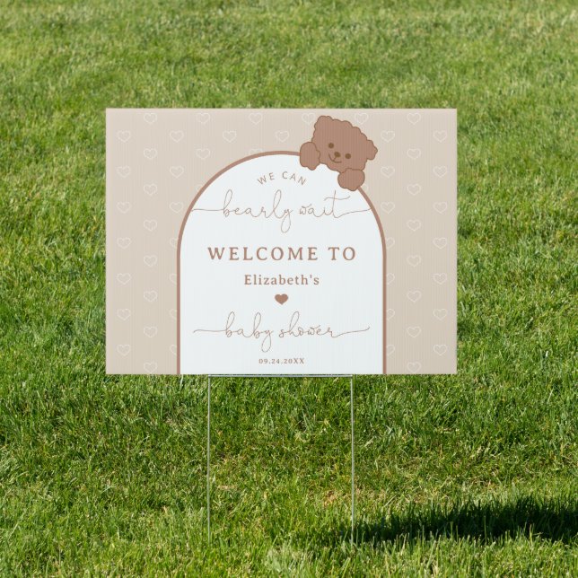 Minimalist Modern Teddy Bear Baby Shower Welcome Sign (Insitu)