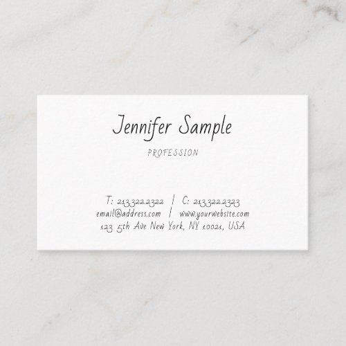 Minimalist Modern Template Hand Script Text Cute Business Card