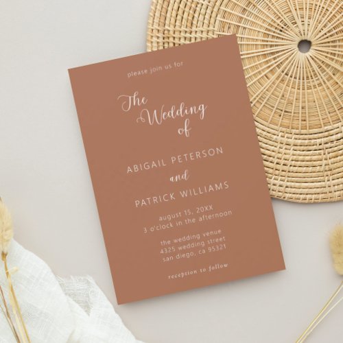 Minimalist Modern Terracotta Wedding Invitation