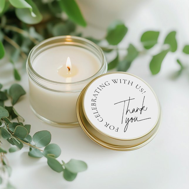 Minimalist Modern Thank You Wedding Favor Classic Round Sticker (Minimalist Modern Thank You Wedding Favor Classic Round Sticker)