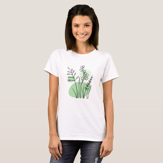 Minimalist Modern Trendy Botanical T-Shirt (Front Full)
