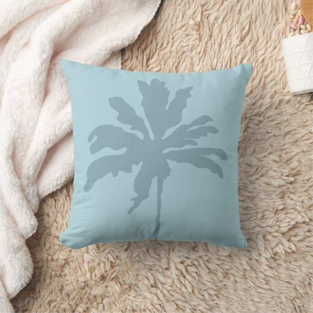 Minimalist Modern Tropical Palm Tree Summer Home Throw Pillow (Blanket)
