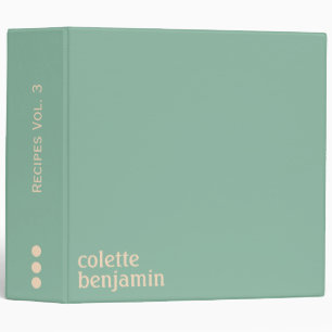 Minimalist Modern Turquoise-Green & Pale Peach 3 Ring Binder
