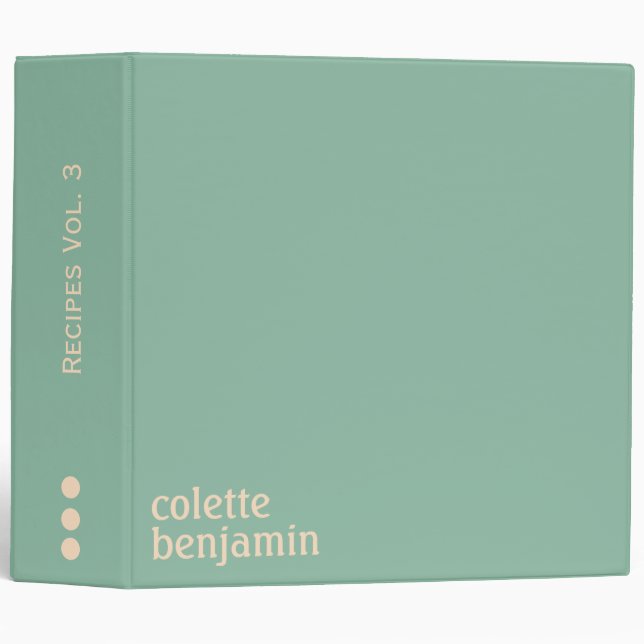 Minimalist Modern Turquoise-Green & Pale Peach 3 Ring Binder (Front/Spine)
